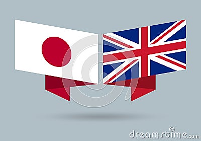 Japan and UK flags. British and Japanese national symbols. Vector illustration. Vector Illustration